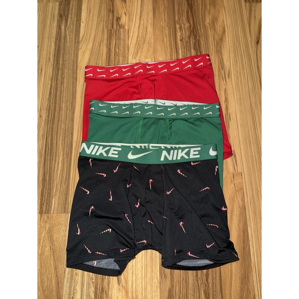 Nike Christmas Dri-Fit Stretch Microfiber Boxer Briefs Youth Size Large Set of 3